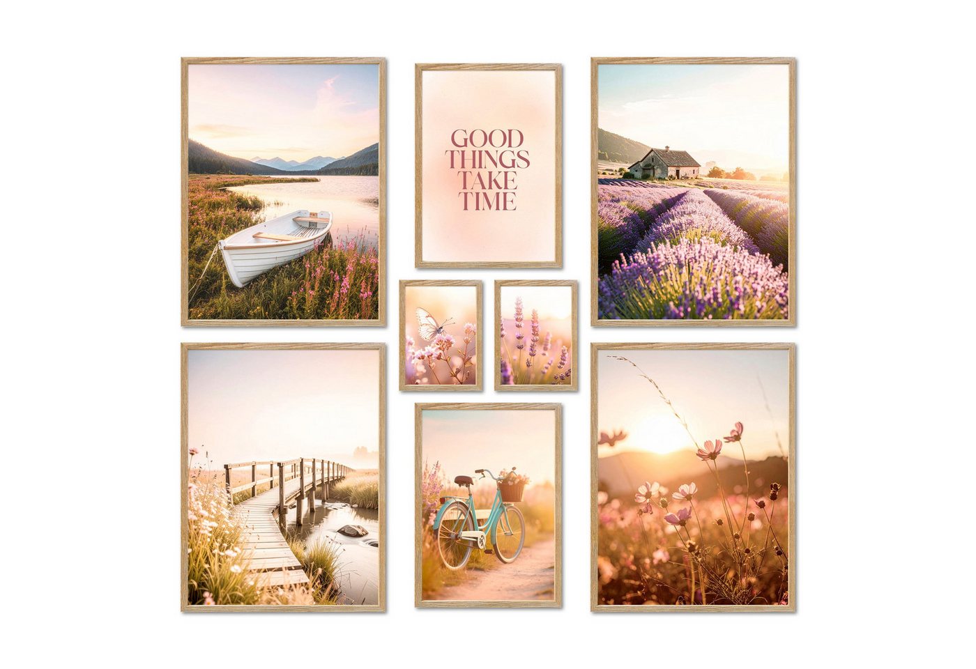 ARTFAVES Bilder-Collage Poster Set - Vintage Lake Summer - Deko Wandbilder sommer, frühling, s, (Wandbilder modern, 8 St) von ARTFAVES