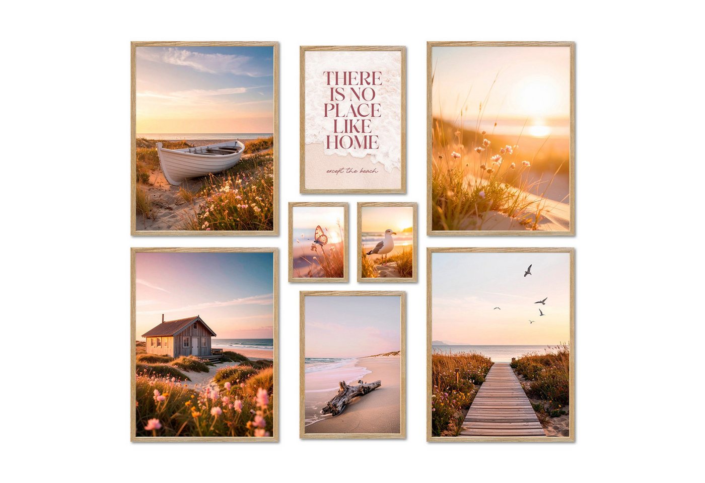 ARTFAVES Bilder-Collage Poster Set - Vintage Sea Summer - Deko Wandbilder sommer, frühling, so, (Wandbilder modern, 8 St) von ARTFAVES