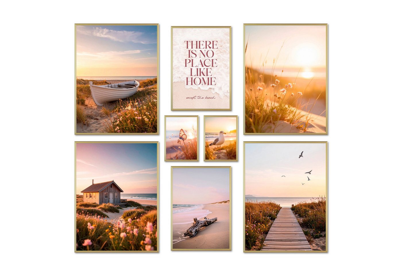 ARTFAVES Bilder-Collage Poster Set - Vintage Sea Summer - Deko Wandbilder sommer, frühling, so, (Wandbilder modern, 8 St) von ARTFAVES
