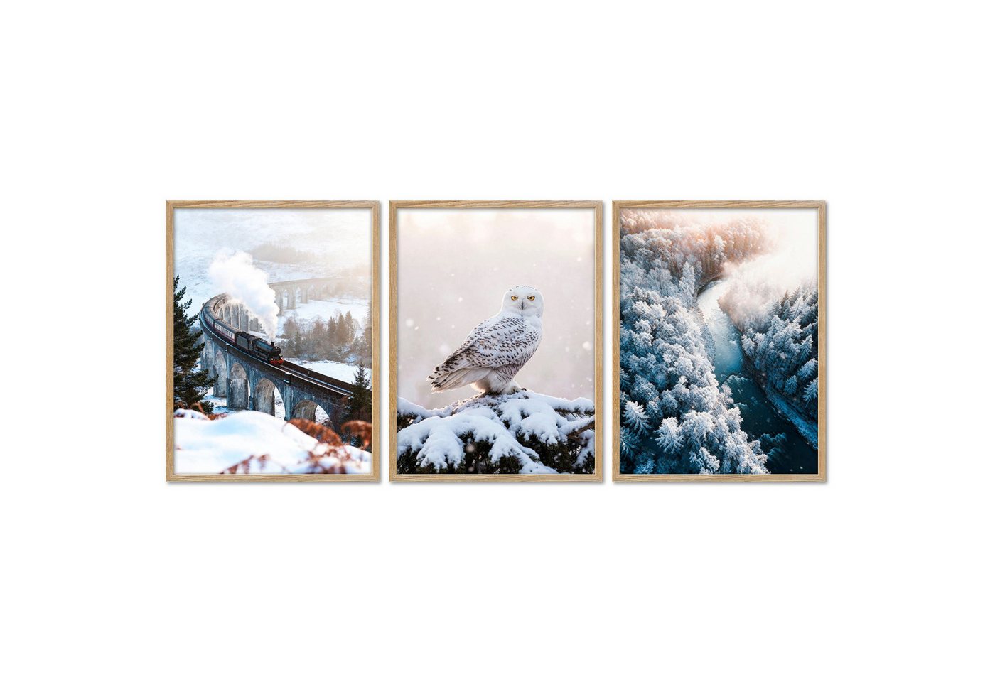 ARTFAVES Bilder-Collage Poster Set - Winter Momente 3 - 3 Deko Wandbilder Glenfinnan Viaduct S, (Wandbilder modern, 3 St) von ARTFAVES