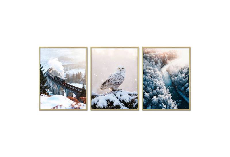 ARTFAVES Bilder-Collage Poster Set - Winter Momente 3 - 3 Deko Wandbilder Glenfinnan Viaduct S, (Wandbilder modern, 3 St) von ARTFAVES