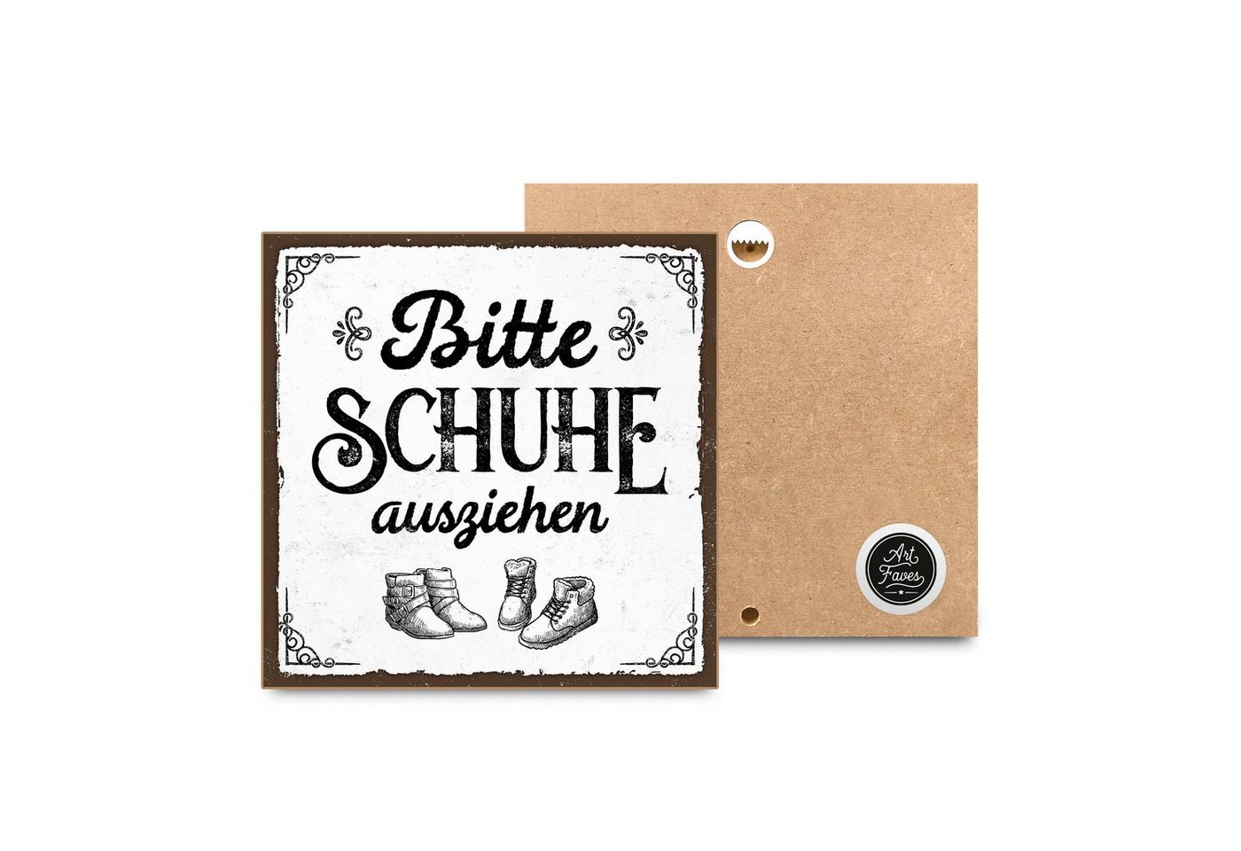 ARTFAVES Holzbild Bitte Schuhe ausziehen, Geschenk zum Thema Zuhause, Familie von ARTFAVES