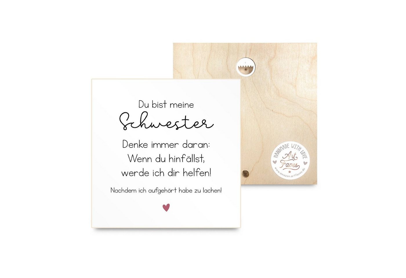 ARTFAVES Holzbild Du bist meine Schwester - Denke immer daran, kleines Dankeschön-Geschenk als Deko von ARTFAVES