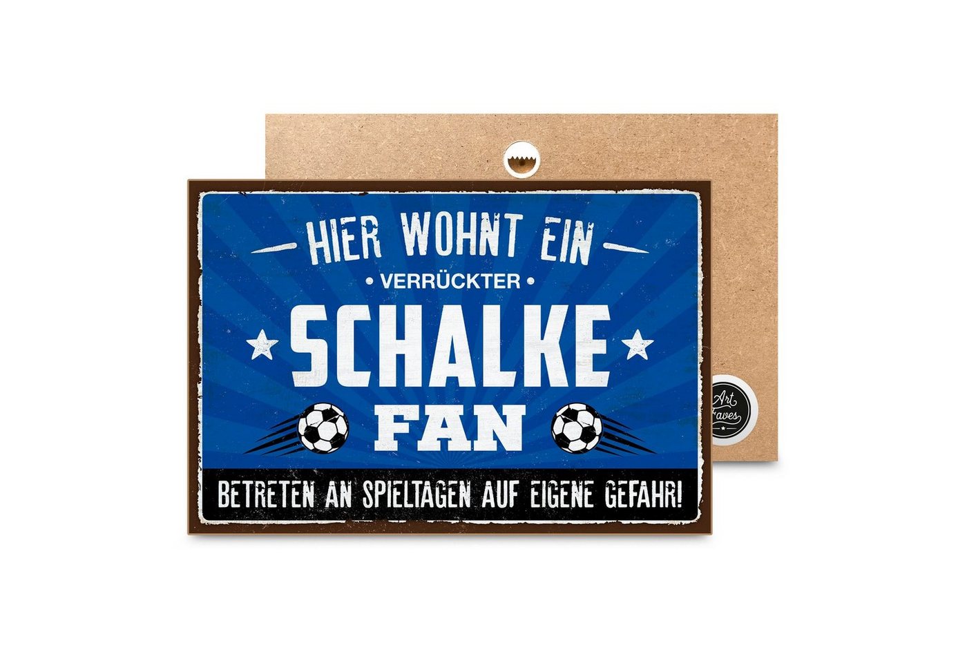 ARTFAVES Holzbild Hier wohnt ein verrückter SCHALKE Fan, Geschenk zum Thema Fussball von ARTFAVES