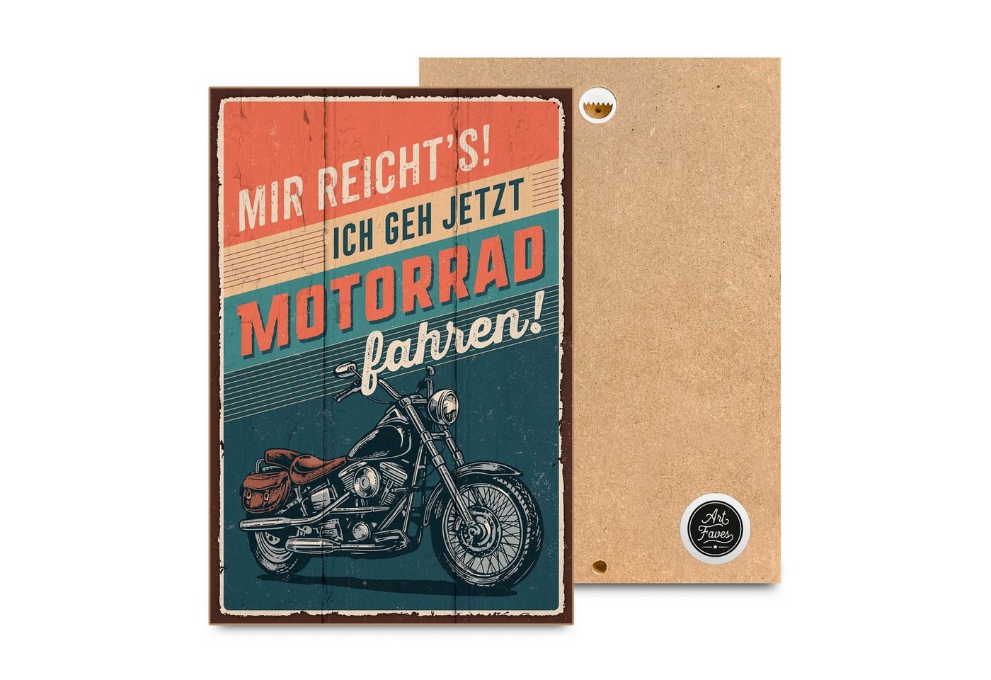 ARTFAVES Holzbild MIR REICHT'S! ICH GEH' MOTORRAD FAHREN, Geschenk zum Thema Motorradfahren, Biker, Retro von ARTFAVES