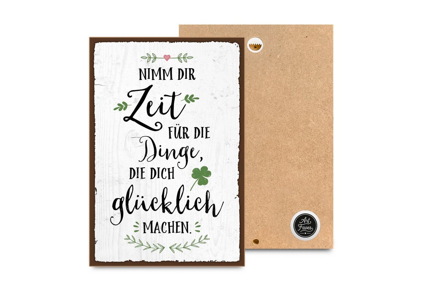 ARTFAVES Holzbild NIMM DIR ZEIT FÜR DIE DINGE, Geschenk zum Thema Glücklichsein, Achtsamkeit von ARTFAVES