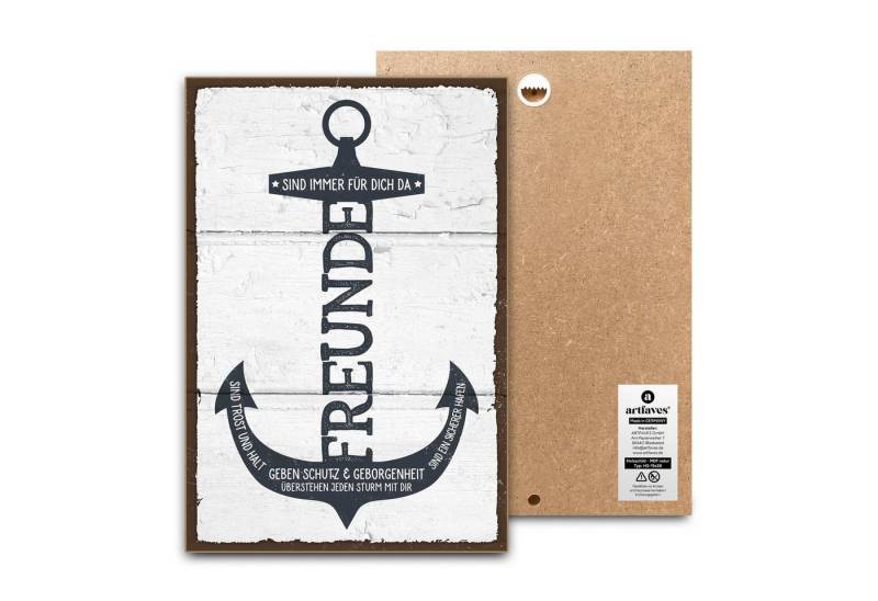 ARTFAVES Holzbild Schild mit Spruch - Anker Freunde - Freundschaft ARTFAVES Holzbild Schild mit Spruch - Anker Freunde - Freundschaft von ARTFAVES