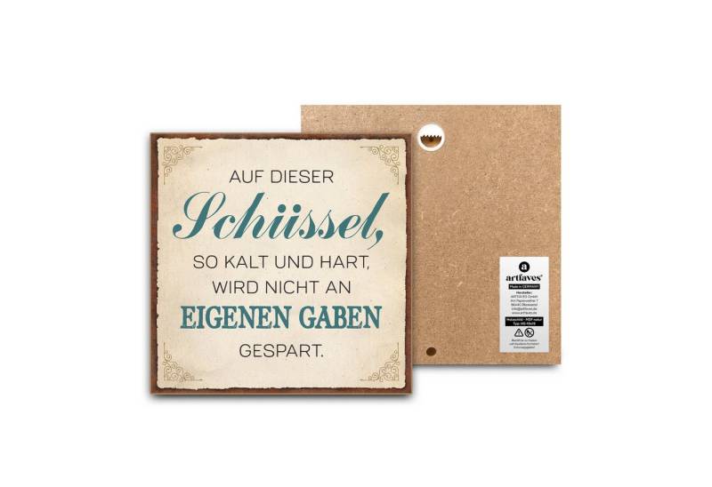 ARTFAVES Holzbild Schild mit Spruch - Auf dieser Schüssel - Bad, Badezimmer, WC, Toilett von ARTFAVES