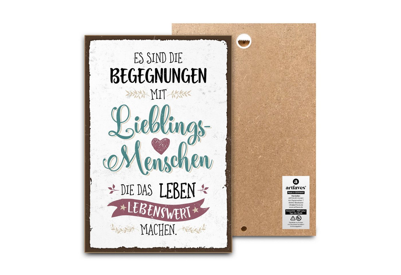 ARTFAVES Holzbild Schild mit Spruch - Begegnungen mit Lieblingsmenschen - Familie, Freun ARTFAVES Holzbild Schild mit Spruch - Begegnungen mit Lieblingsmenschen - Familie, Freun von ARTFAVES