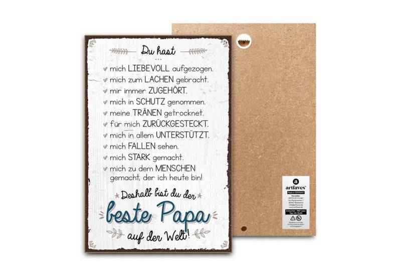 ARTFAVES Holzbild Schild mit Spruch - Bester PAPA auf der Welt - Vatertag von ARTFAVES
