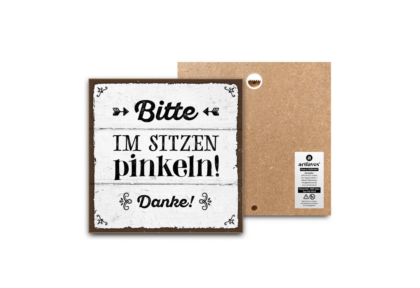 ARTFAVES Holzbild Schild mit Spruch - Bitte im Sitzen pinkeln! - Bad, Badezimmer, WC, To ARTFAVES Holzbild Schild mit Spruch - Bitte im Sitzen pinkeln! - Bad, Badezimmer, WC, To von ARTFAVES
