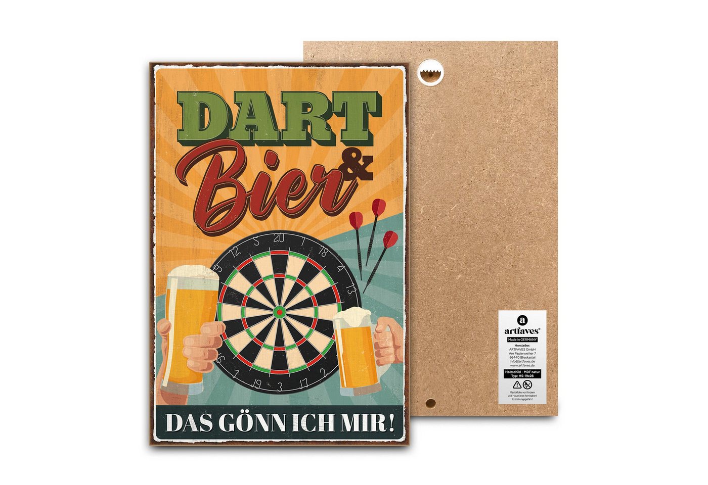 ARTFAVES Holzbild Schild mit Spruch - Dart und Bier - Hobbyraum, Stammtisch, Männer, Vat ARTFAVES Holzbild Schild mit Spruch - Dart und Bier - Hobbyraum, Stammtisch, Männer, Vat von ARTFAVES