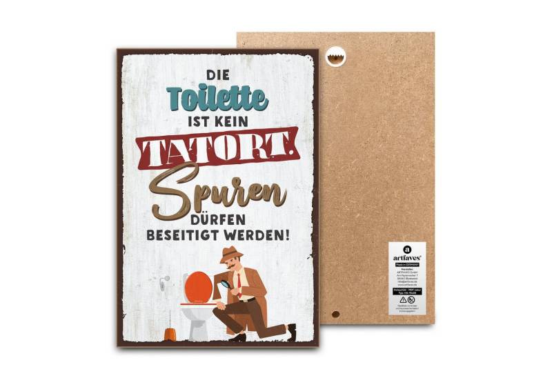 ARTFAVES Holzbild Schild mit Spruch - Die Toilette ist kein Tatort (V2) - Bad, Badezimme von ARTFAVES