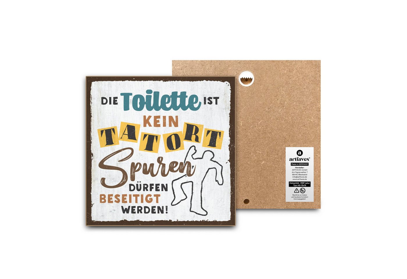 ARTFAVES Holzbild Schild mit Spruch - Die Toilette ist kein Tatort (V3) - Bad, Badezimme von ARTFAVES