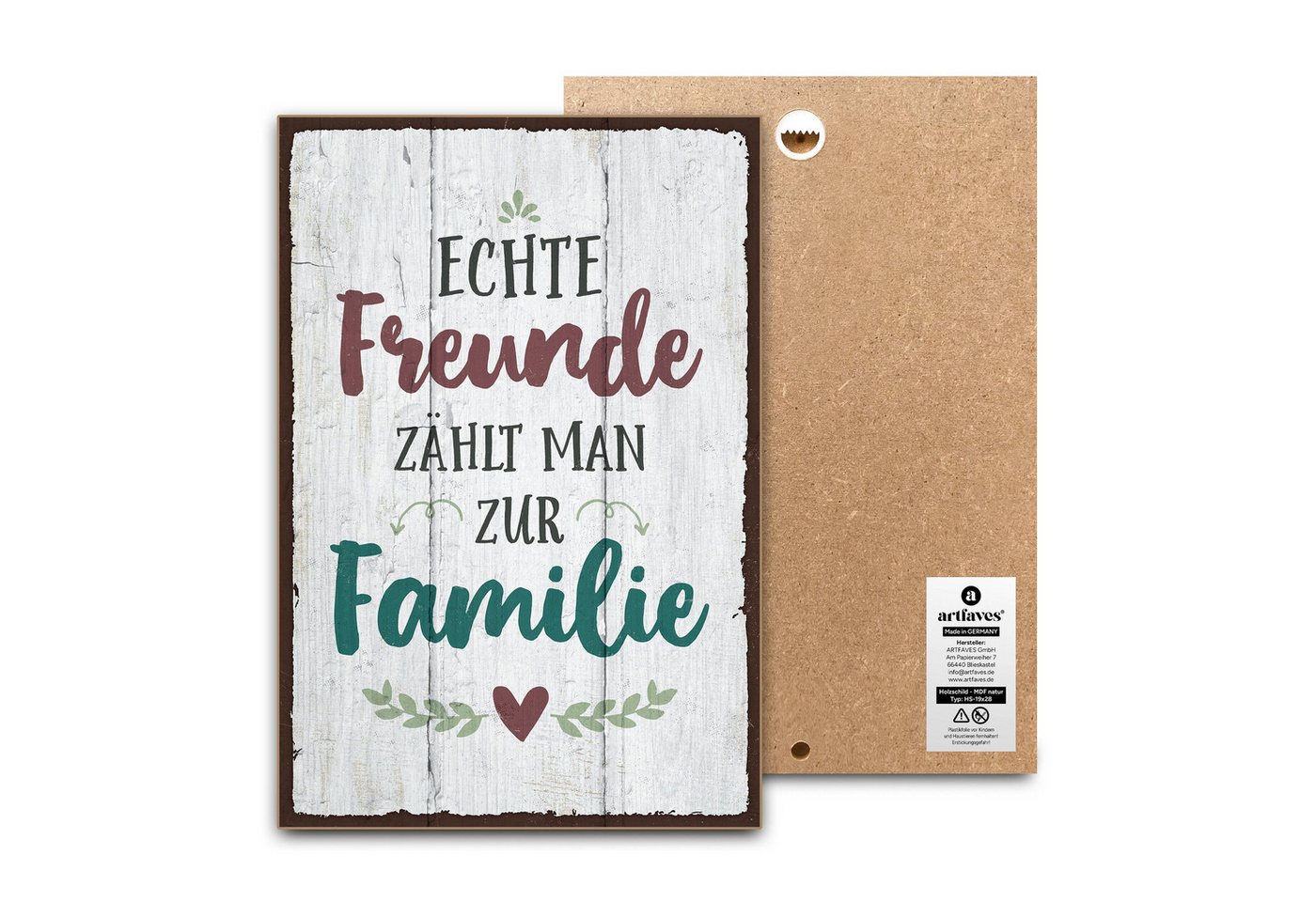 ARTFAVES Holzbild Schild mit Spruch - ECHTE FREUNDE ZÄHLT MAN ZUR FAMILIE - Freundschaft ARTFAVES Holzbild Schild mit Spruch - ECHTE FREUNDE ZÄHLT MAN ZUR FAMILIE - Freundschaft von ARTFAVES