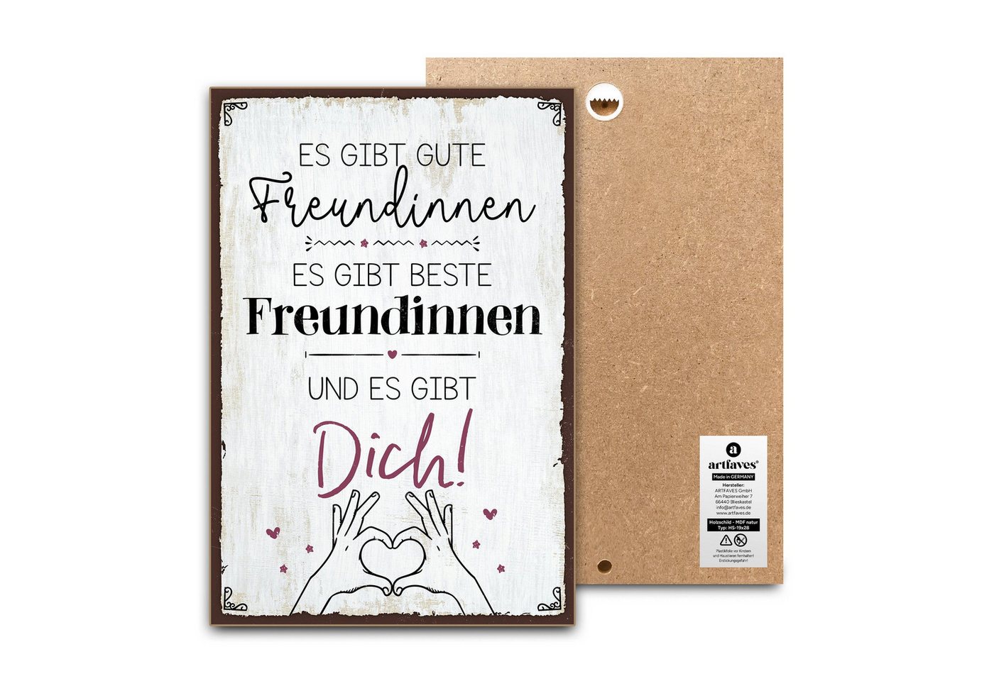 ARTFAVES Holzbild Schild mit Spruch - ES GIBT GUTE FREUNDINNEN … UND DICH - Freundschaft ARTFAVES Holzbild Schild mit Spruch - ES GIBT GUTE FREUNDINNEN … UND DICH - Freundschaft von ARTFAVES