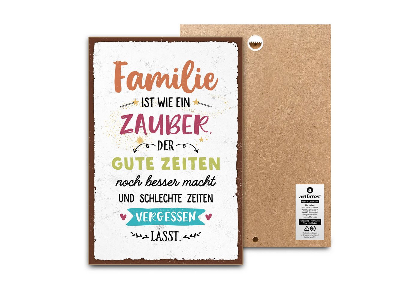 ARTFAVES Holzbild Schild mit Spruch - FAMILIE IST WIE EIN ZAUBER - Familie, Zuhause ARTFAVES Holzbild Schild mit Spruch - FAMILIE IST WIE EIN ZAUBER - Familie, Zuhause von ARTFAVES
