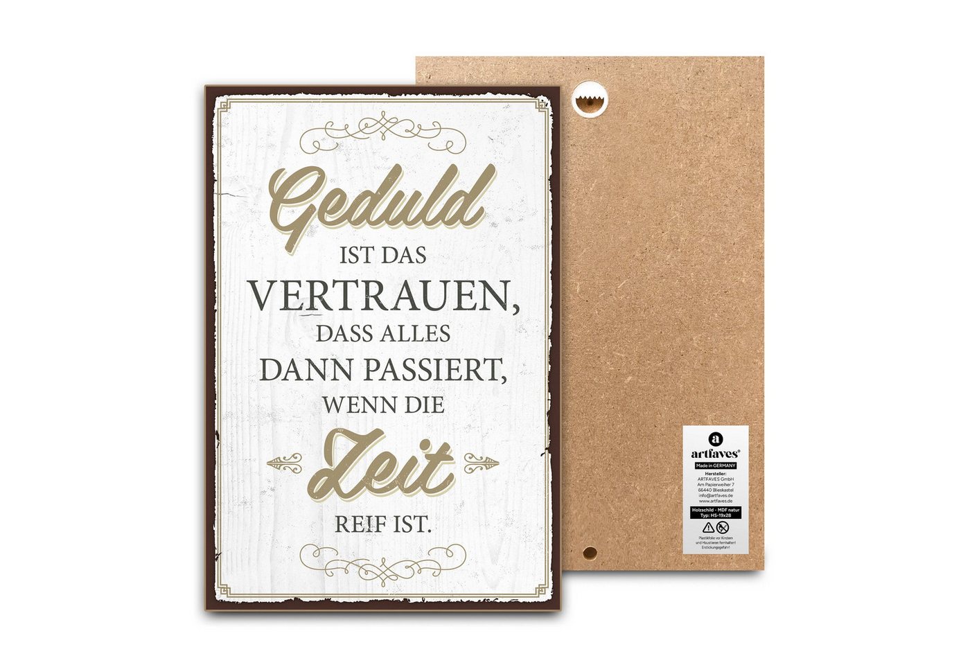 ARTFAVES Holzbild Schild mit Spruch - GEDULD IST DAS VERTRAUEN - Glücklichsein, Achtsamk ARTFAVES Holzbild Schild mit Spruch - GEDULD IST DAS VERTRAUEN - Glücklichsein, Achtsamk von ARTFAVES