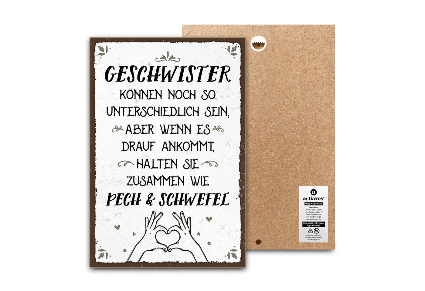ARTFAVES Holzbild Schild mit Spruch - GESCHWISTER HALTEN ZUSAMMEN - Familie, Geschwister ARTFAVES Holzbild Schild mit Spruch - GESCHWISTER HALTEN ZUSAMMEN - Familie, Geschwister von ARTFAVES