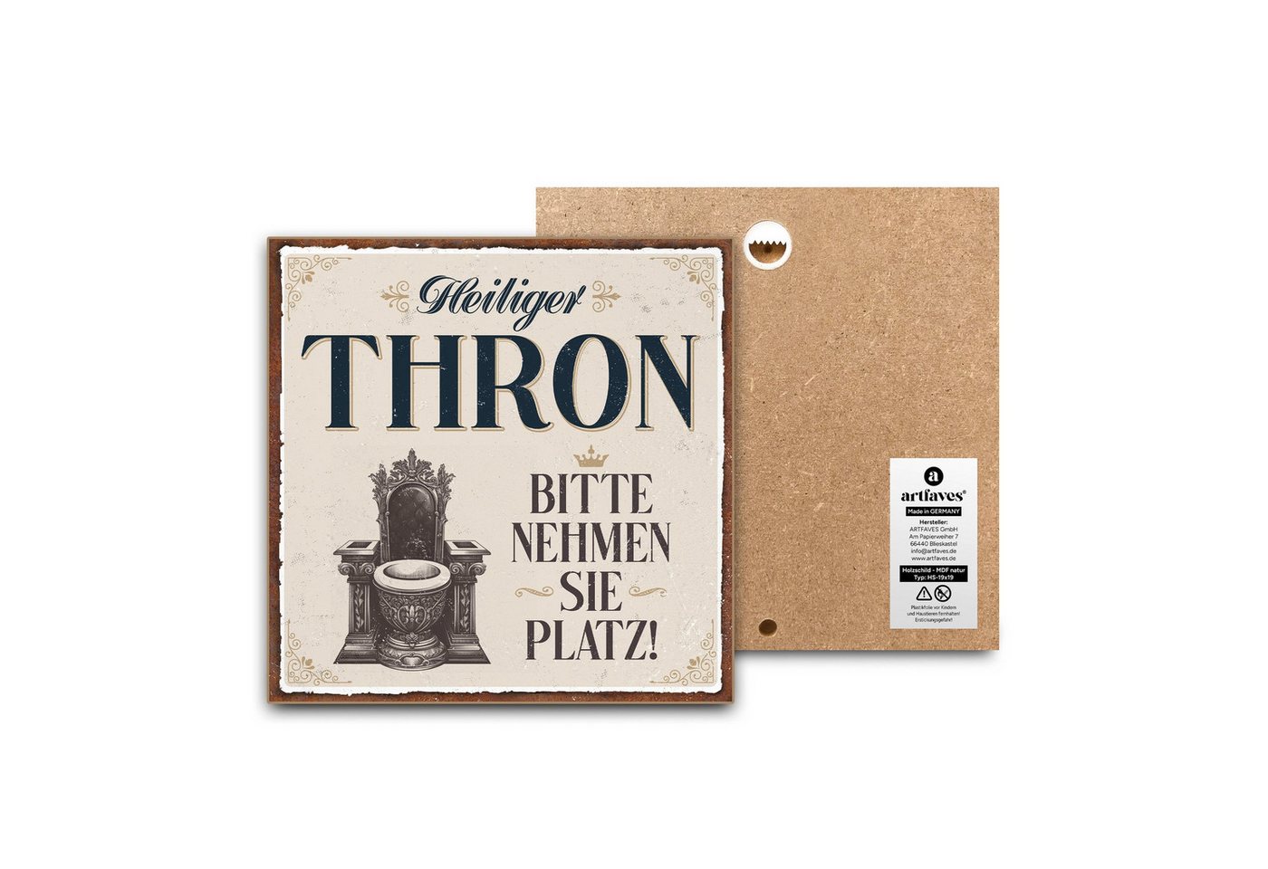ARTFAVES Holzbild Schild mit Spruch - Heiliger Thron - Bad, Badezimmer, WC, Toilette ARTFAVES Holzbild Schild mit Spruch - Heiliger Thron - Bad, Badezimmer, WC, Toilette von ARTFAVES
