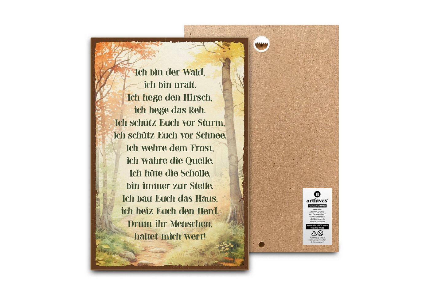 ARTFAVES Holzbild Schild mit Spruch - Ich bin der Wald - Herbst, Herbstdeko, Wald ARTFAVES Holzbild Schild mit Spruch - Ich bin der Wald - Herbst, Herbstdeko, Wald von ARTFAVES