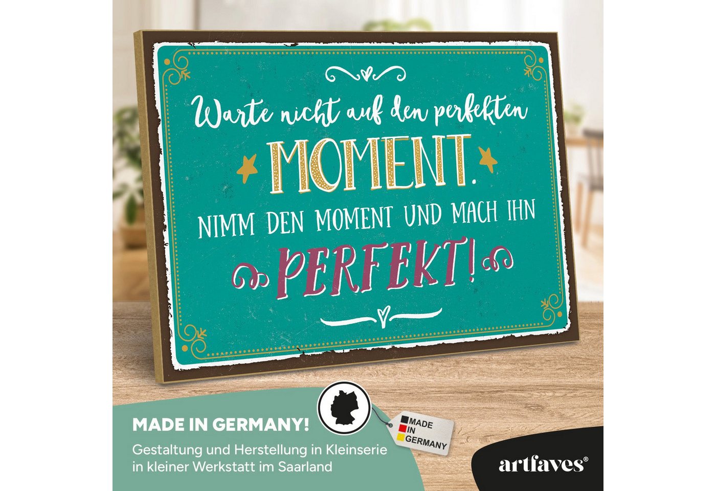 ARTFAVES Holzbild Schild mit Spruch - Perfekte Momente - Glücklichsein, Motivation ARTFAVES Holzbild Schild mit Spruch - Perfekte Momente - Glücklichsein, Motivation von ARTFAVES