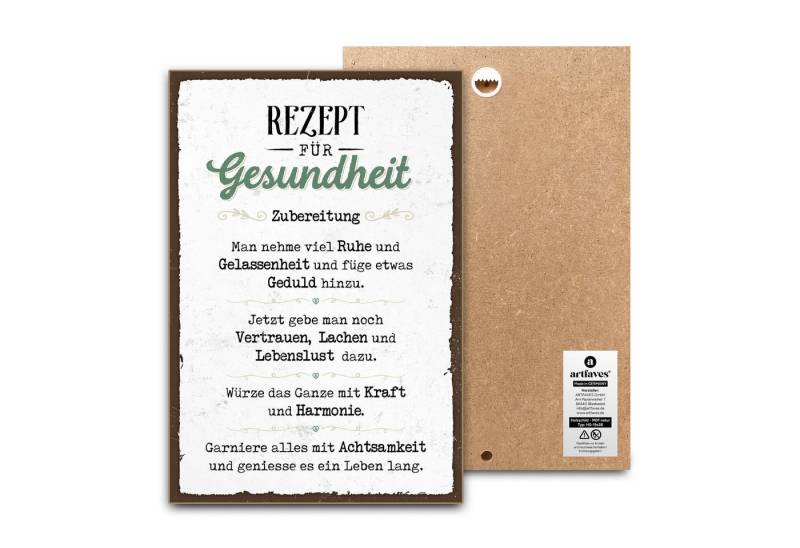 ARTFAVES Holzbild Schild mit Spruch - Rezept für Gesundheit - Glücklichsein, Achtsamkeit ARTFAVES Holzbild Schild mit Spruch - Rezept für Gesundheit - Glücklichsein, Achtsamkeit von ARTFAVES