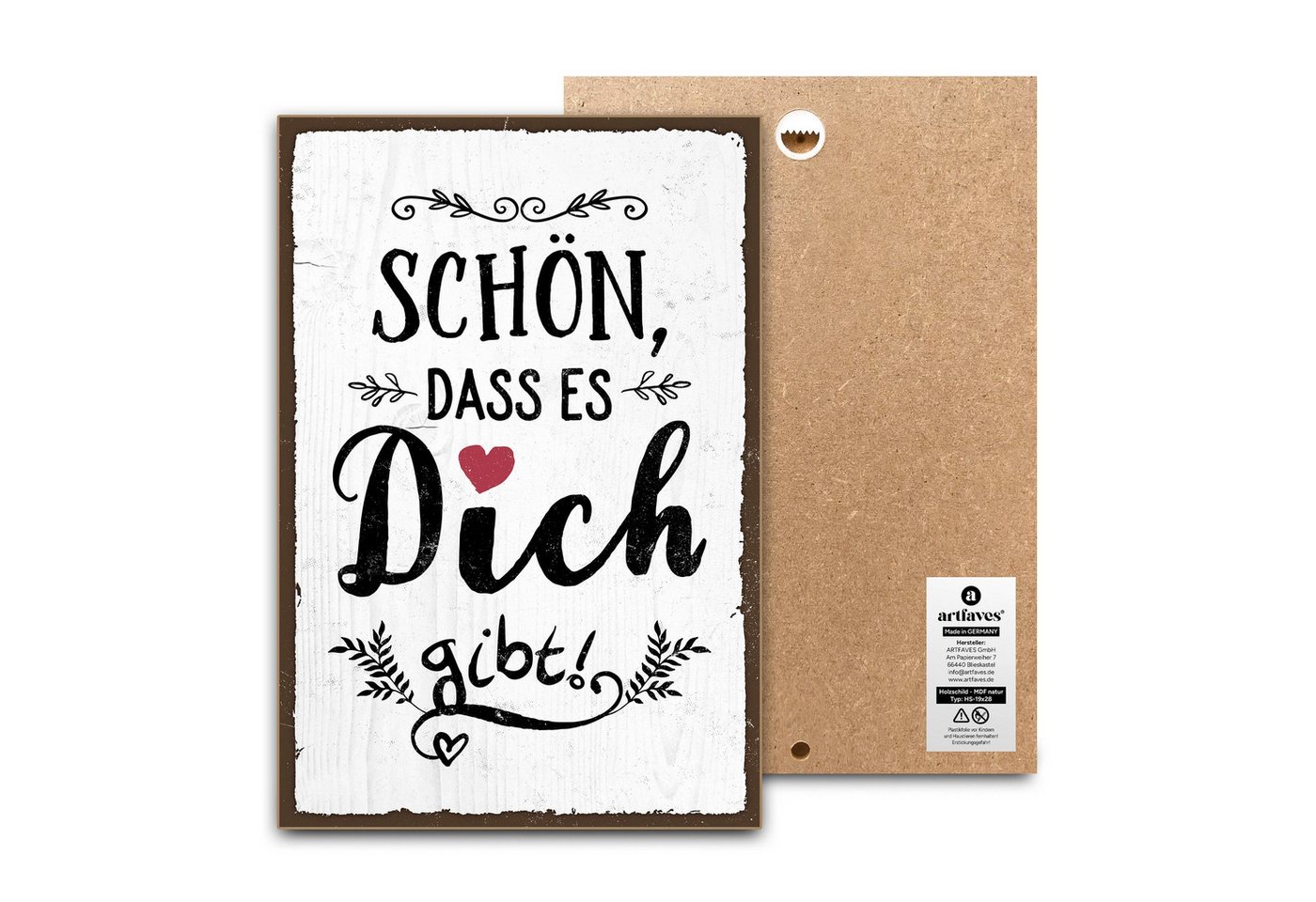 ARTFAVES Holzbild Schild mit Spruch - SCHÖN, DASS ES DICH GIBT - Dankbarkeit, Liebe, Fam ARTFAVES Holzbild Schild mit Spruch - SCHÖN, DASS ES DICH GIBT - Dankbarkeit, Liebe, Fam von ARTFAVES