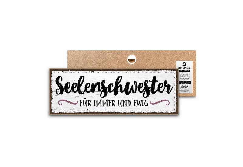 ARTFAVES Holzbild Schild mit Spruch - SEELENSCHWESTER - Freundschaft, Familie, Liebe von ARTFAVES