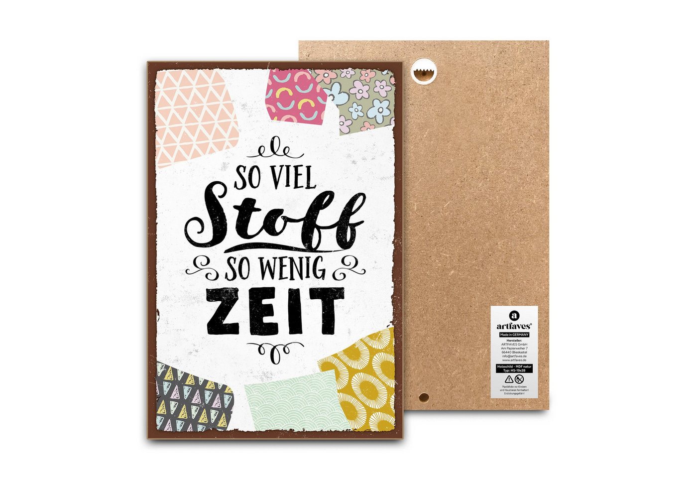 ARTFAVES Holzbild Schild mit Spruch - SO VIEL STOFF SO WENIG ZEIT - Hobby, Nähen ARTFAVES Holzbild Schild mit Spruch - SO VIEL STOFF SO WENIG ZEIT - Hobby, Nähen von ARTFAVES