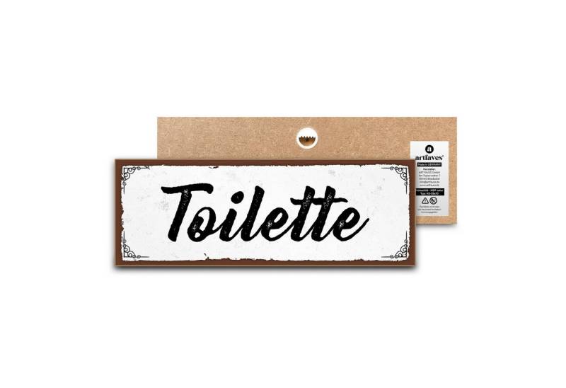 ARTFAVES Holzbild Schild mit Spruch - TOILETTE - Bad, Badezimmer, WC, Toilette von ARTFAVES