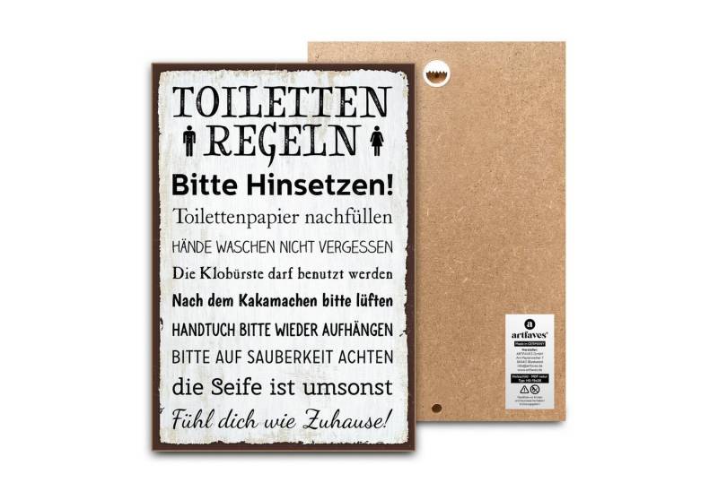 ARTFAVES Holzbild Schild mit Spruch - TOILETTENREGELN - Familie, Zuhause, Bad, Badezimme ARTFAVES Holzbild Schild mit Spruch - TOILETTENREGELN - Familie, Zuhause, Bad, Badezimme von ARTFAVES