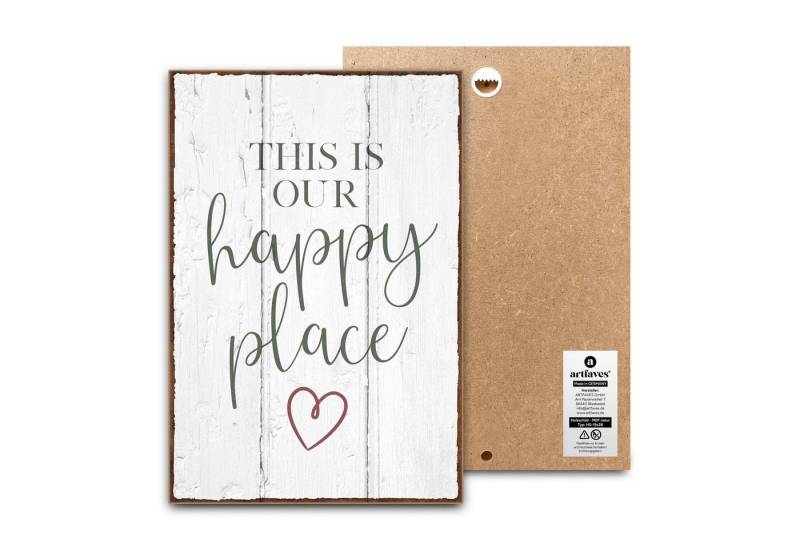 ARTFAVES Holzbild Schild mit Spruch - This is our happy place - Zuhause, Wohnung, Liebli ARTFAVES Holzbild Schild mit Spruch - This is our happy place - Zuhause, Wohnung, Liebli von ARTFAVES