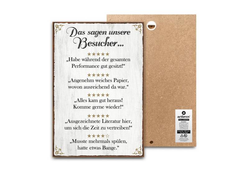 ARTFAVES Holzbild Schild mit Spruch - Toilette Bewertungen - Bad, Badezimmer, WC, Toilet von ARTFAVES