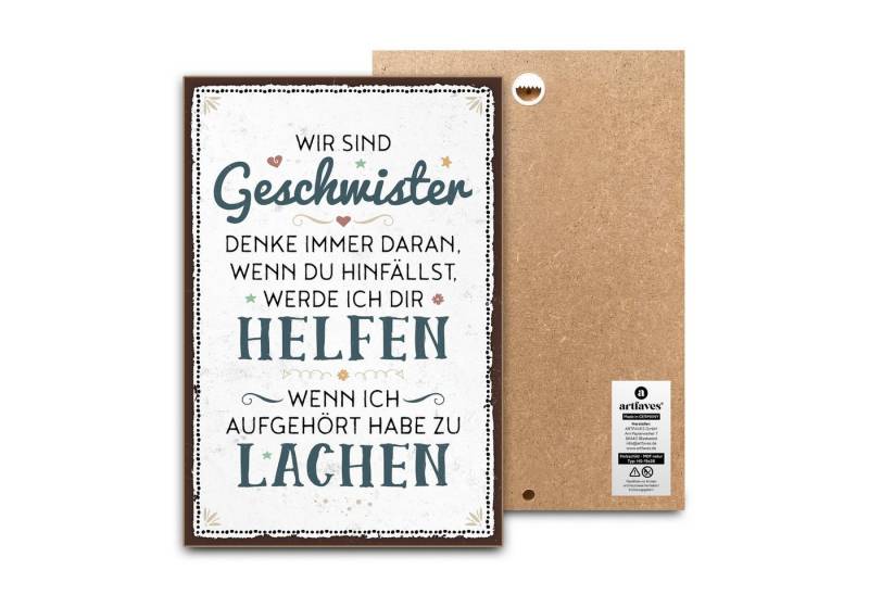 ARTFAVES Holzbild Schild mit Spruch - Wir sind Geschwister - Bruder, Schwester, Liebe ARTFAVES Holzbild Schild mit Spruch - Wir sind Geschwister - Bruder, Schwester, Liebe von ARTFAVES