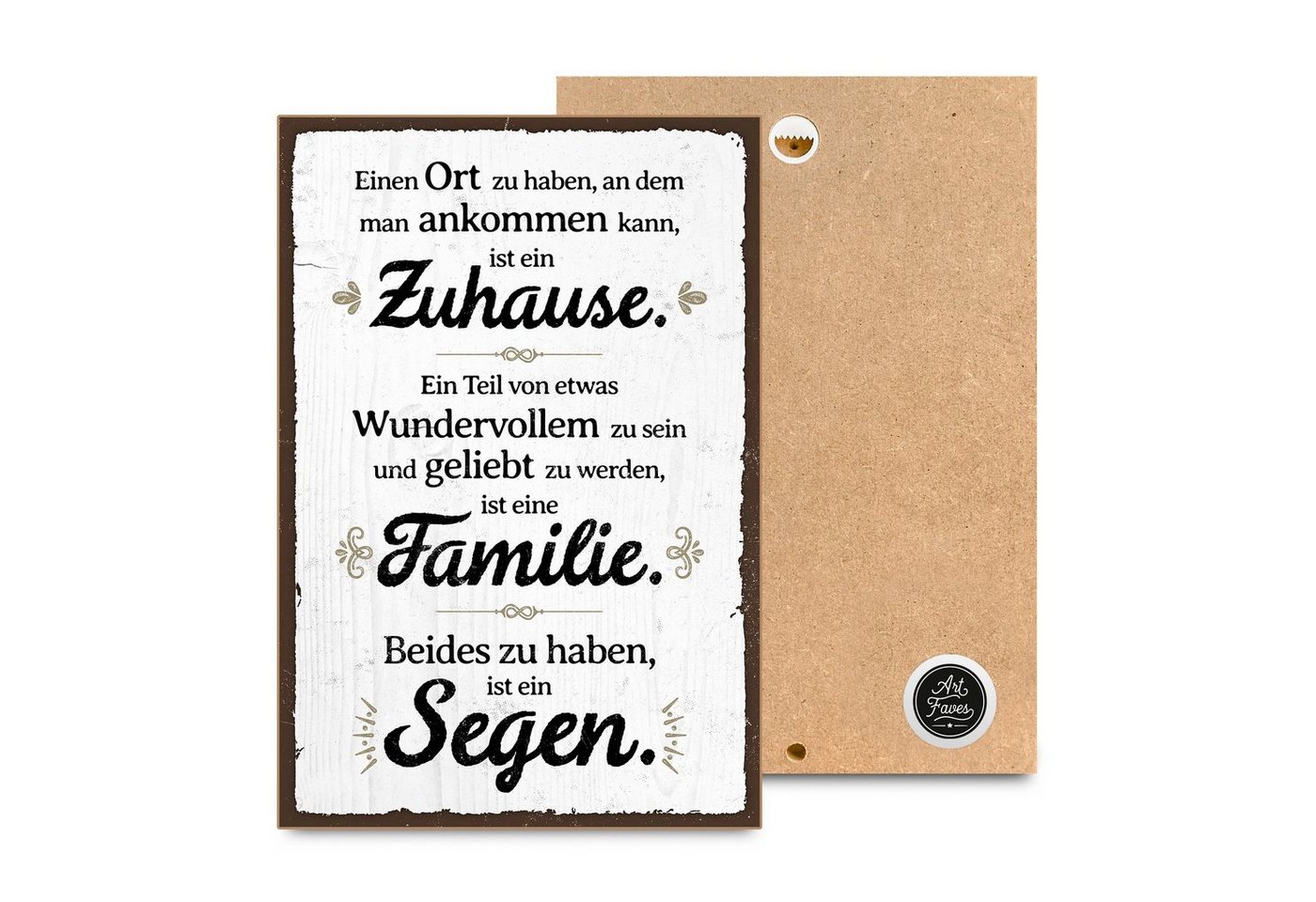 ARTFAVES Holzbild ZUHAUSE FAMILIE SEGEN, Geschenk zum Thema Familie, Zuhause von ARTFAVES