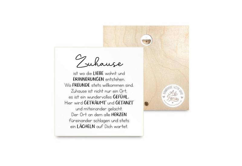 ARTFAVES Holzbild Holzschild mit Spruch - Zuhause ist wo die Liebe wohnt, kleines Dankeschön-Geschenk als Deko von ARTFAVES