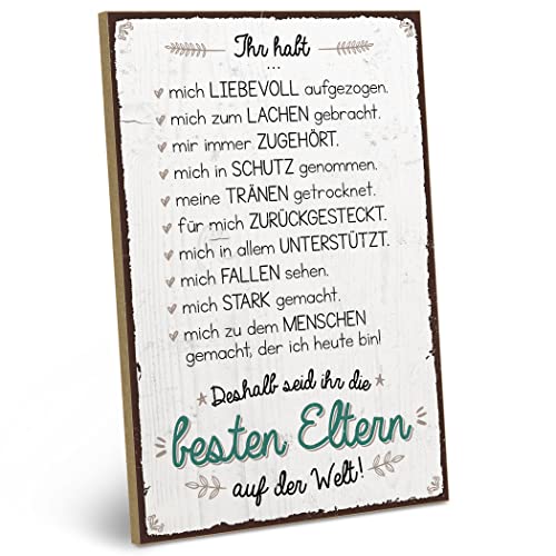 ARTFAVES® Holzschild mit Spruch - Beste Eltern auf der Welt | Shabby Chic Vintage Schild | Deko Geschenk zum Thema Mama, Papa, Dankbarkeit | Größe: 19 x 28 cm ARTFAVES® Holzschild mit Spruch - Beste Eltern auf der Welt | Shabby Chic Vintage Schild | Deko Geschenk zum Thema Mama, Papa, Dankbarkeit | Größe: 19 x 28 cm von ARTFAVES