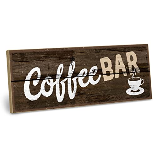 ARTFAVES® Holzschild mit Spruch - Coffee Bar | Shabby Chic Vintage Schild | Deko Geschenk zum Thema Kaffee, Espresso | Größe: 28 x 10 cm von ARTFAVES