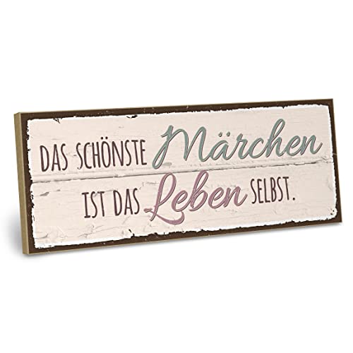 ARTFAVES® Holzschild mit Spruch - DAS Leben IST DAS SCHÖNSTE MÄRCHEN | Shabby Chic Vintage Schild | Deko Geschenk zum Thema Glücklichsein, Achtsamkeit | Größe: 28 x 10 cm ARTFAVES® Holzschild mit Spruch - DAS Leben IST DAS SCHÖNSTE MÄRCHEN | Shabby Chic Vintage Schild | Deko Geschenk zum Thema Glücklichsein, Achtsamkeit | Größe: 28 x 10 cm von ARTFAVES