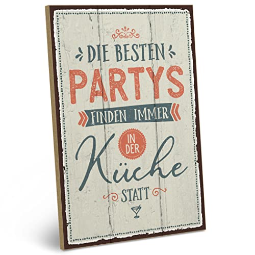 ARTFAVES® Holzschild mit Spruch - DIE BESTEN Partys Finden Immer IN DER KÜCHE STATT | Shabby Chic Vintage Schild | Deko Geschenk zum Thema Zuhause, witzige Sprüche | Größe: 19 x 28 cm ARTFAVES® Holzschild mit Spruch - DIE BESTEN Partys Finden Immer IN DER KÜCHE STATT | Shabby Chic Vintage Schild | Deko Geschenk zum Thema Zuhause, witzige Sprüche | Größe: 19 x 28 cm von ARTFAVES