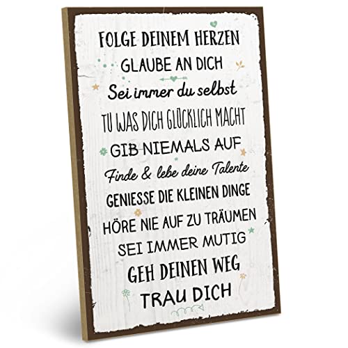 ARTFAVES® Holzschild mit Spruch - Folge DEINEM Herzen | Shabby Chic Vintage Schild | Deko Geschenk zum Thema Glücklichsein, Achtsamkeit | Größe: 19 x 28 cm ARTFAVES® Holzschild mit Spruch - Folge DEINEM Herzen | Shabby Chic Vintage Schild | Deko Geschenk zum Thema Glücklichsein, Achtsamkeit | Größe: 19 x 28 cm von ARTFAVES