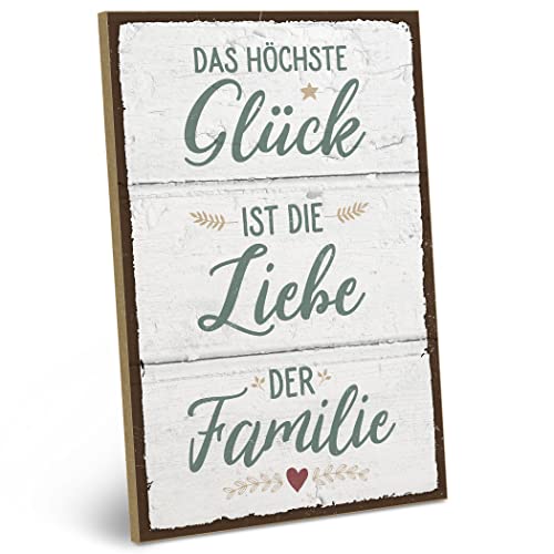 ARTFAVES® Holzschild mit Spruch - GLÜCK, DIE Liebe DER Familie | Shabby Chic Vintage Schild | Deko Geschenk zum Thema Familie, Zuhause | Größe: 19 x 28 cm von ARTFAVES