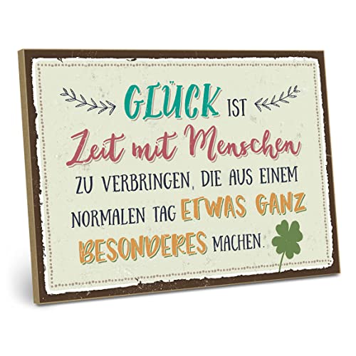 ARTFAVES® Holzschild mit Spruch - GLÜCK - Zeit mit Menschen | Shabby Chic Vintage Schild | Deko Geschenk zum Thema Glücklichsein, Freundschaft, Familie | Größe: 19 x 28 cm ARTFAVES® Holzschild mit Spruch - GLÜCK - Zeit mit Menschen | Shabby Chic Vintage Schild | Deko Geschenk zum Thema Glücklichsein, Freundschaft, Familie | Größe: 19 x 28 cm von ARTFAVES