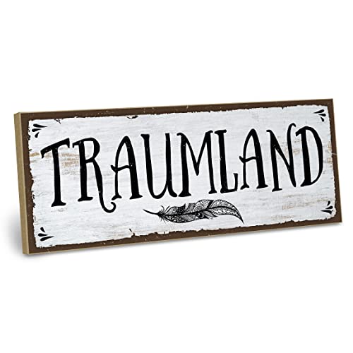 ARTFAVES® Holzschild mit Spruch - TRAUMLAND | Shabby Chic Vintage Schild | Deko Geschenk zum Thema Schlafen | Größe: 28 x 10 cm ARTFAVES® Holzschild mit Spruch - TRAUMLAND | Shabby Chic Vintage Schild | Deko Geschenk zum Thema Schlafen | Größe: 28 x 10 cm von ARTFAVES