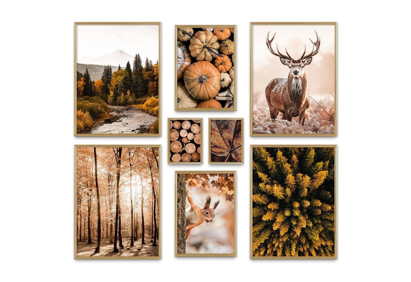 ARTFAVES Bilder-Collage AUTUMN FOREST, (moderne Wandbilder, 8 St), Bilderwand, Poster Set, Herbst, Wald von ARTFAVES