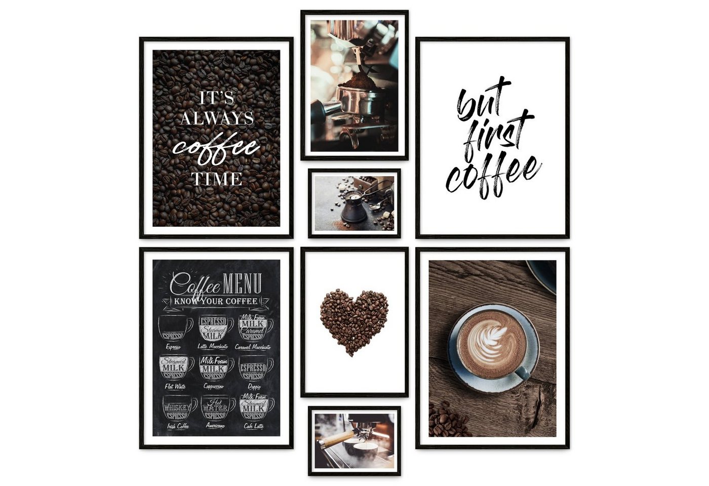 ARTFAVES Poster COFFEE LOVE, (moderne Wandbilder, 8 St), verschiedene Größen im Set von ARTFAVES