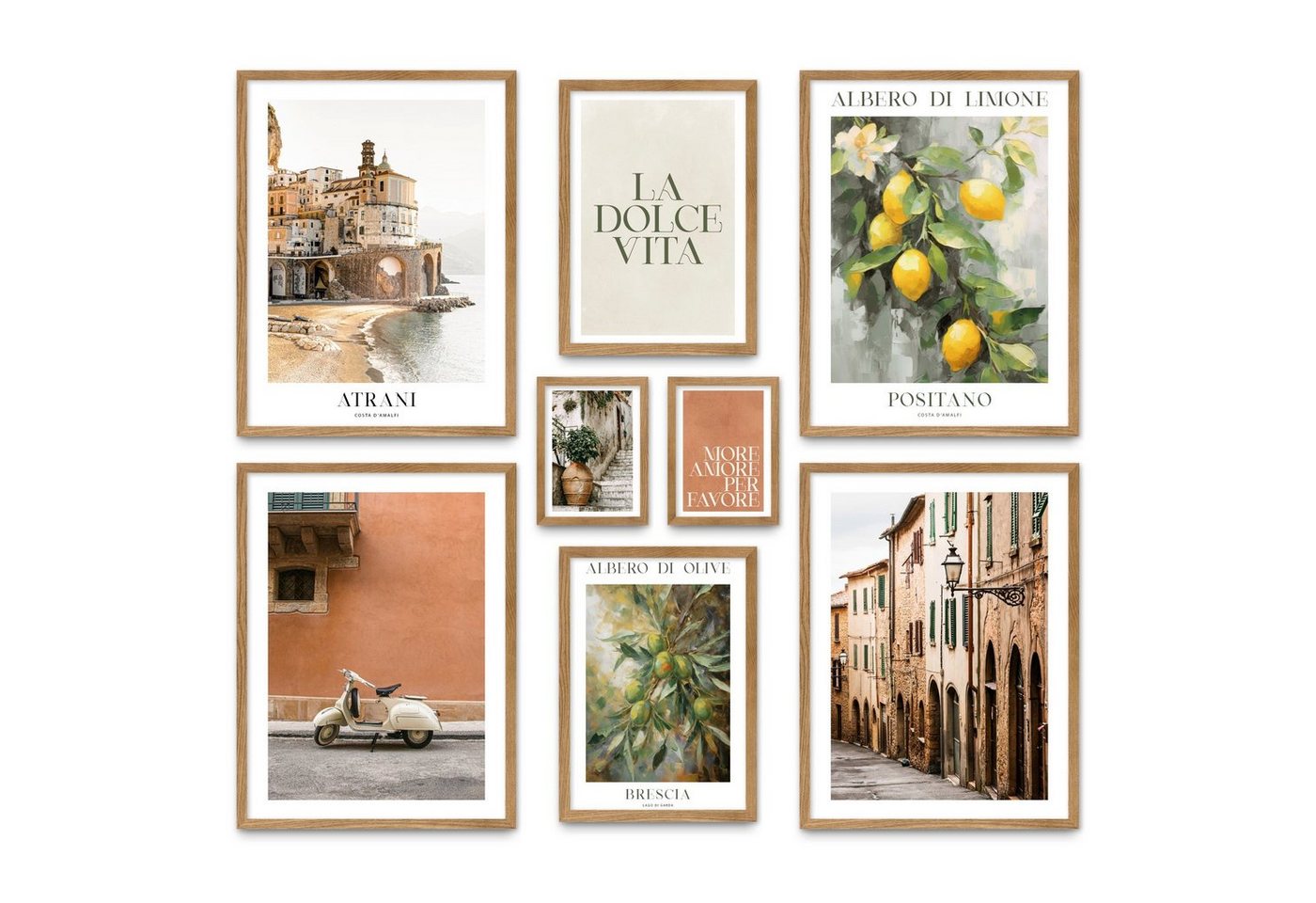 ARTFAVES Poster LA DOLCE VITA ITALY, (moderne Wandbilder, 8 St), verschiedene Größen im Set von ARTFAVES