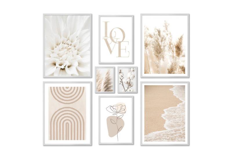 ARTFAVES Poster Poster Set - Beige Softness I Abstrakt Meer Pampasgras I Deko, (moderne Wandbilder, 8 St), verschiedene Größen im Set von ARTFAVES