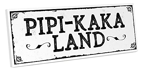 ARTFAVES® Türschild mit Spruch - PIPI-Kaka-Land | Vintage Deko Schild zum Thema Bad/Badezimmer/WC/Toilette | Shabby Chic Schild auch als Geschenk von ARTFAVES